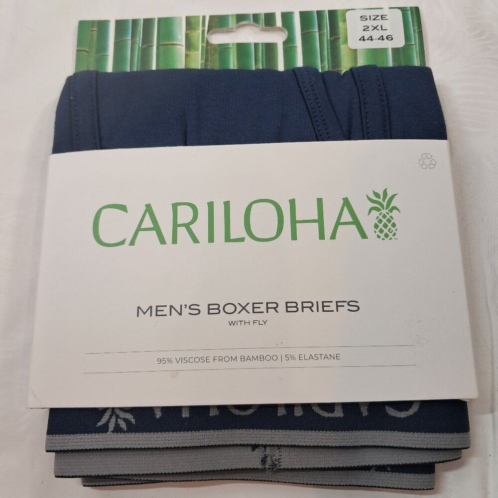 NEW Cariloha Boxer‎ Briefs with fly men's sz XXL 2xl 44-46 navy blue 95% Bamboo